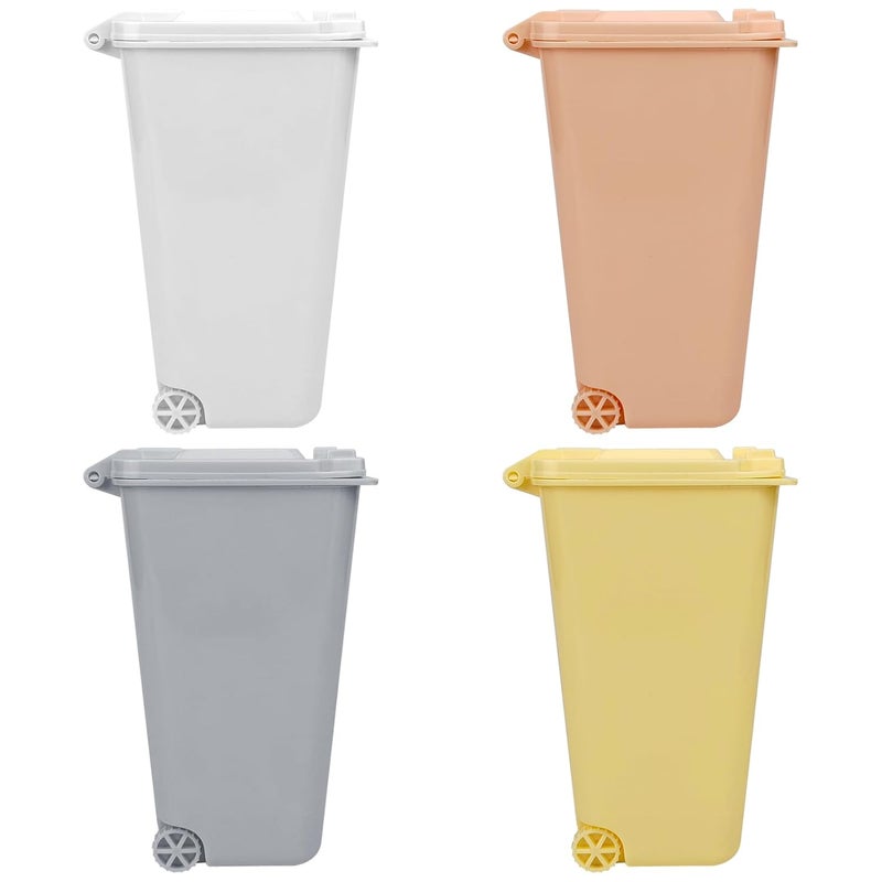 Mugtel Mini Trash Can with Lid Swing Top Small Trash Can Pen Holder for Car Bedroom Office Desktop 22 Fl Oz (4 Pcs Multi-Color-A) - Image 1